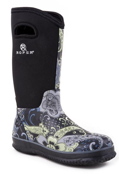 Roper Barnyard Paisley Neoprene Shaft Womens Tall Waterproof Boots 09-021-1136-0043