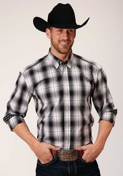 Roper Black Hills Plaid Longsleeve Mens Shirt 0300103791043BL
