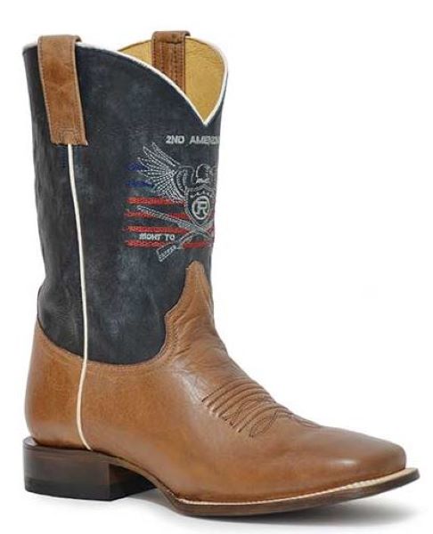 Roper Burnished Tan with Vintage Blue Shaft 2nd Amendment Mens Square Toe Western Boots 0902070018414TA