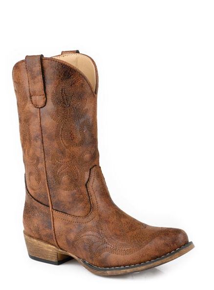 Roper Cognac Riley Classic Little Kids Vintage Faux Leather Western Boots 0901801913512BR