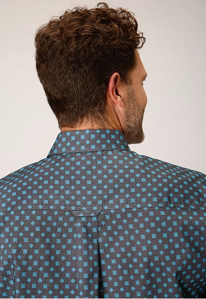 Roper Grey Cottage Foulard Men's Button Down Collar Longsleeve Button Front Shirt 03-001-0326-2018 GY