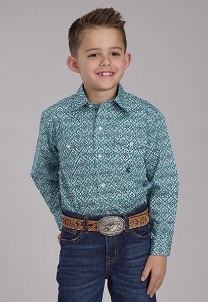 Roper Jade Medallin Boy's Collared Longsleeve Snap Western Shirt 303002253020GR
