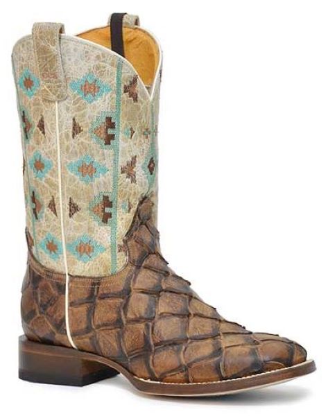 Roper Tan with Big Fish Aztec Top Womens Western Boots with Concealed Carry System 0902182558467TA