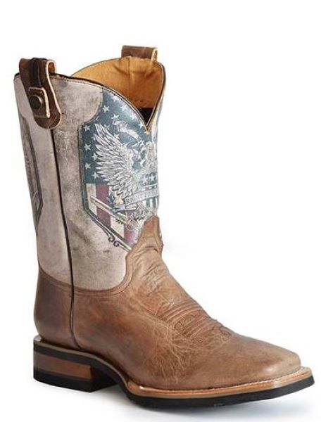 Roper Waxy Brown Vamp 2nd Amendment Printed Top Boots 0902082828272BR