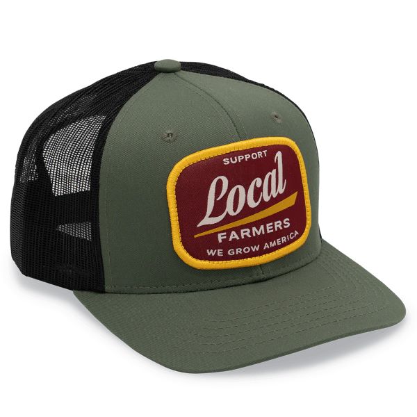 Rural Cloth Olive with Red Patch Local Farmer Hat RC30210-02