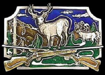 S10E Deer Hunting With Crossed Guns Siskiyou Belt Buckles