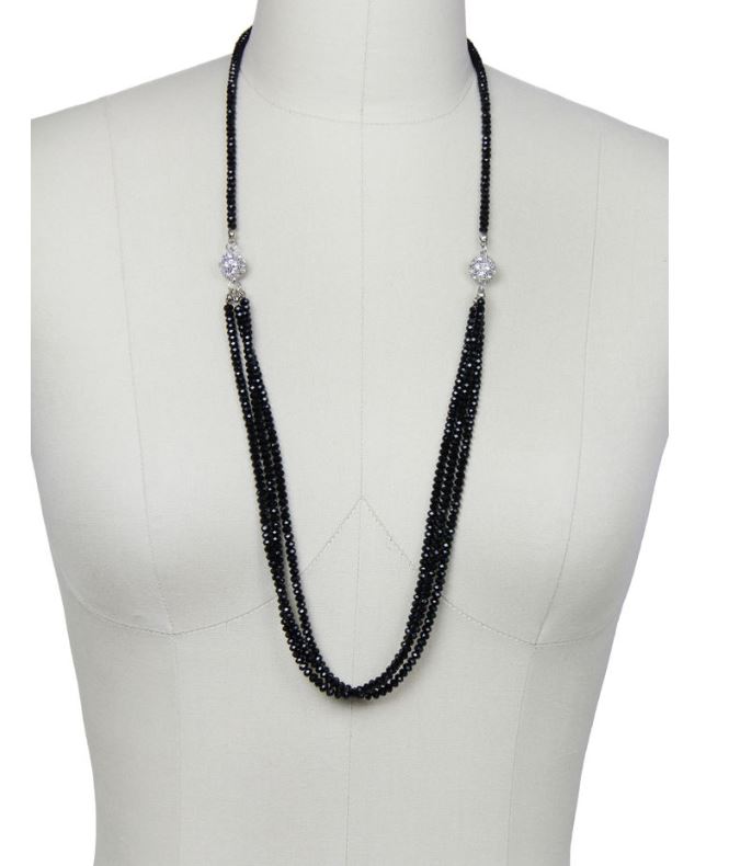 Saachi by In Things Black Simply Crystal Long Detachable Necklace 606384
