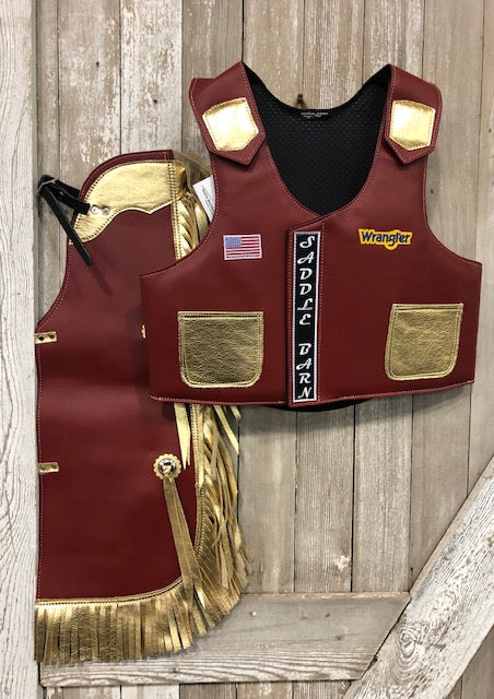 Saddlebarn Junior Rodeo Chap/Vest Combo Faux Leather 27-74