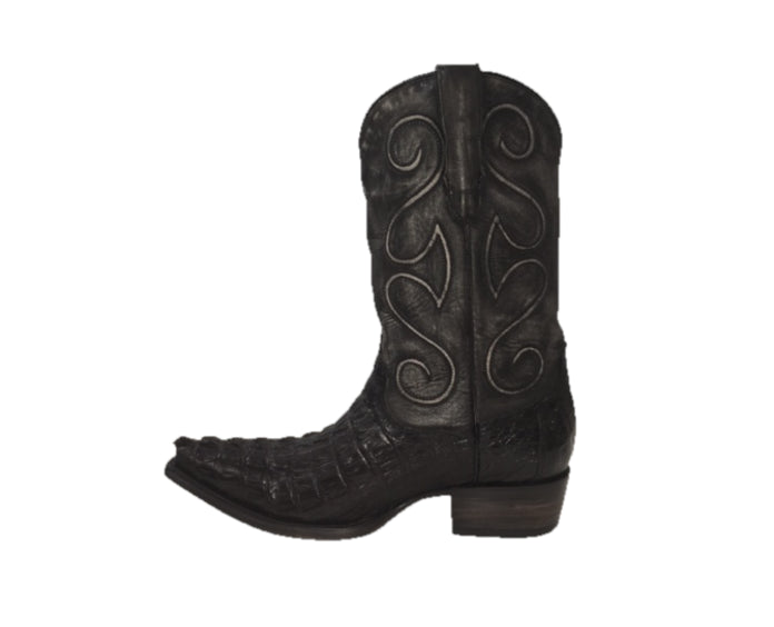 Safari Exotic Leather Black Alligator Tail Mens Boots M1001-GATOR