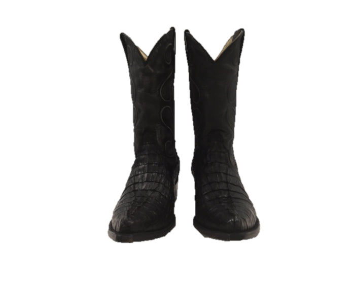 Safari Exotic Leather Black Alligator Tail Mens Boots M1001-GATOR
