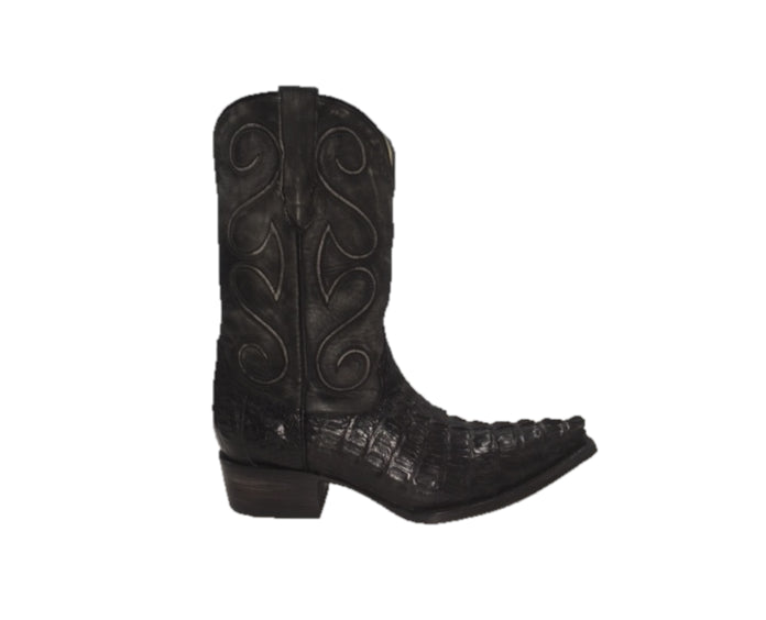 Safari Exotic Leather Black Alligator Tail Mens Boots M1001-GATOR