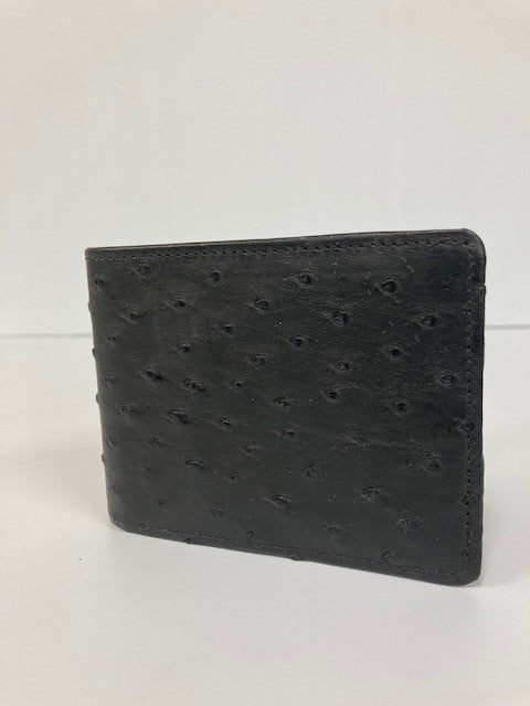 Safari Exotic Leather Black Ostrich Bifold Wallet 4000OST-BLACK
