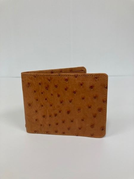Safari Exotic Leather Cognac Ostrich Bifold Wallet 4000OST-COG