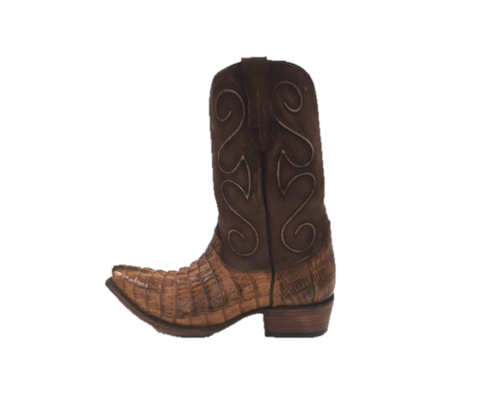 Safari Exotic Leather Tan Burnished Alligator Tail Mens Shoes M1002-GATOR