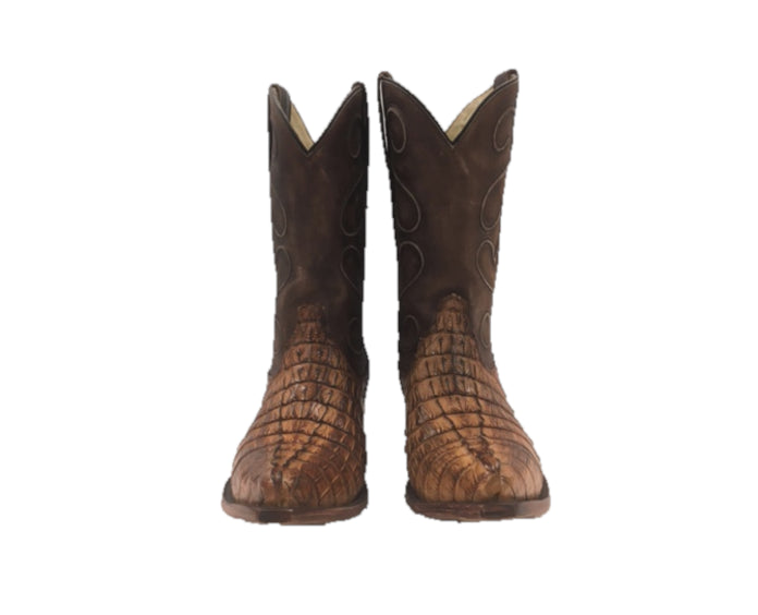 Safari Exotic Leather Tan Burnished Alligator Tail Mens Shoes M1002-GATOR