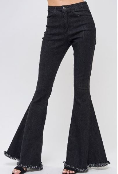 Saints and Hearts Black Solid Black Flare Womens Jeans SIP6106A