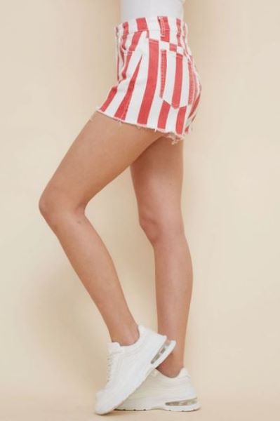 Saints And Hearts Red Striped Womens Shorts SIP6120A-RED