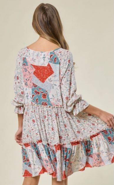 Saints & Hearts Cream/Red Tier Print Dress SD2431A