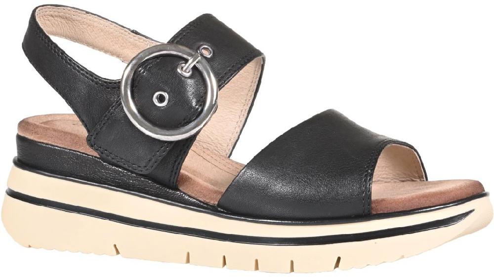 Salvia Arlo Black Pebble Nappa Womens Buckle Sandles ARLO-BLACK