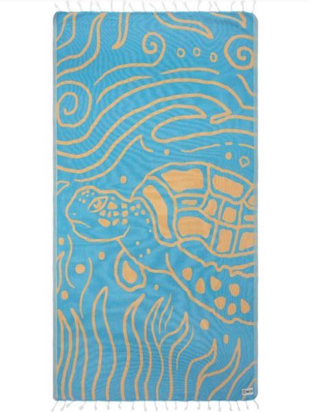 Sand Cloud Blue Sandy The Turtle 37 x 67 Beach Towel WSF22TOW031BLUR