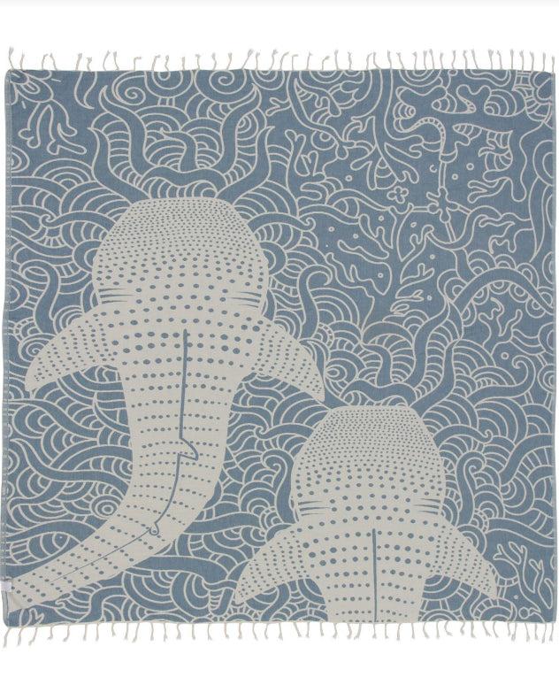 Sand Cloud Blue Whale Shark XL Towel WSSTOW012BLUXL