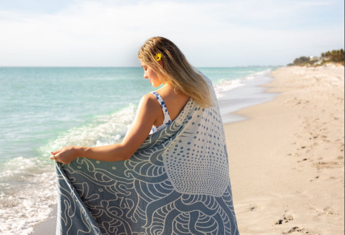 Sand Cloud Blue Whale Shark XL Towel WSSTOW012BLUXL