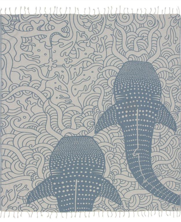 Sand Cloud Blue Whale Shark XL Towel WSSTOW012BLUXL