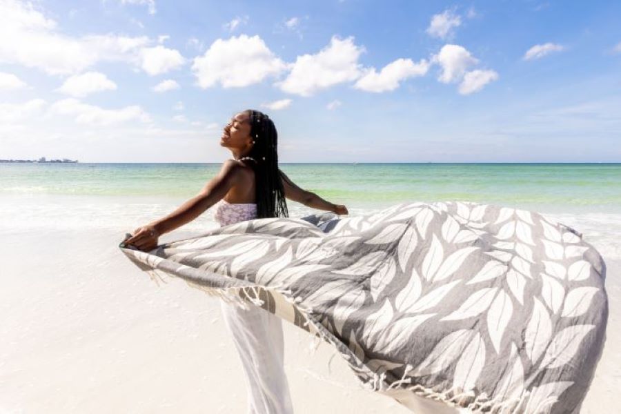 Sand Cloud Grey Gemini 51 X 71 Inches Beach Towel WSS22TOW019GREL