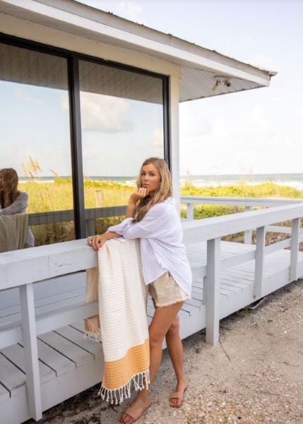 Sand Cloud Sunflower Microstripe Diamond Dobby 38 X 69 Inches Beach Towel WSS22TOW009SUNR