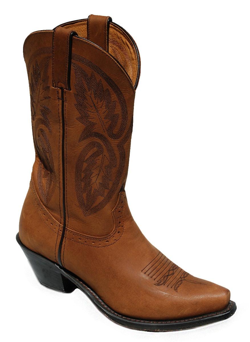 Santa Fe Distressed Brown Snip toe with Fashion Western Heel Boot RW2172