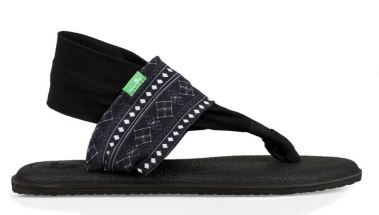 Sanuk Abbot Kinney Black/White Yoga Sling 2 Prints Womens Comfort Sandals 1100696