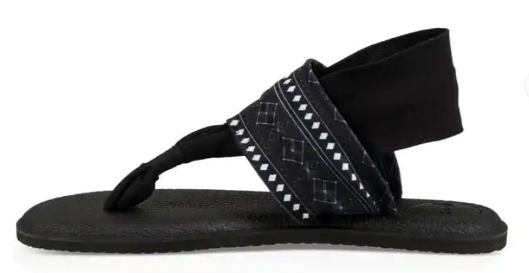 Sanuk Abbot Kinney Black/White Yoga Sling 2 Prints Womens Comfort Sandals 1100696