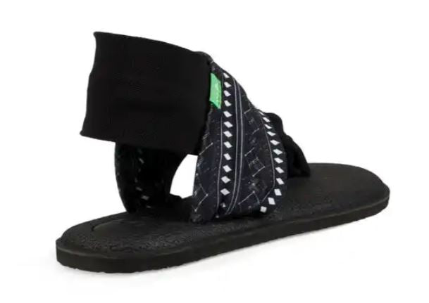 Sanuk Abbot Kinney Black/White Yoga Sling 2 Prints Womens Comfort Sandals 1100696