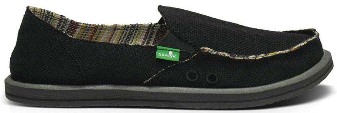 Sanuk Black Donna Hemp Slip-On Comfort Casual Womens Shoes SWF1160