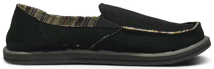 Sanuk Black Donna Hemp Slip-On Comfort Casual Womens Shoes SWF1160