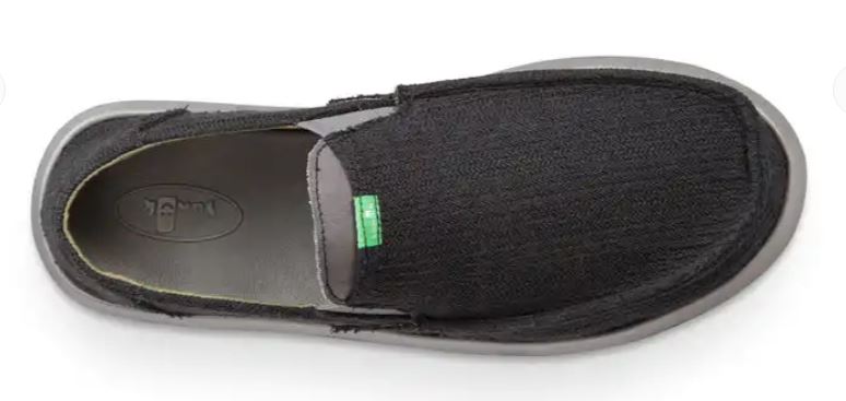 Sanuk Black Hemp Pick Pocket Mens Sidewalk Surfer Shoes 1100396