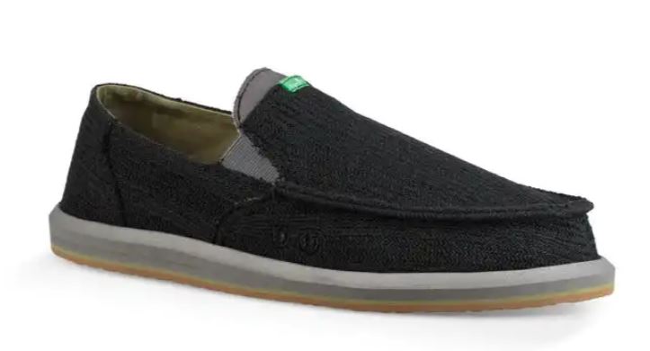 Sanuk Black Hemp Pick Pocket Mens Sidewalk Surfer Shoes 1100396