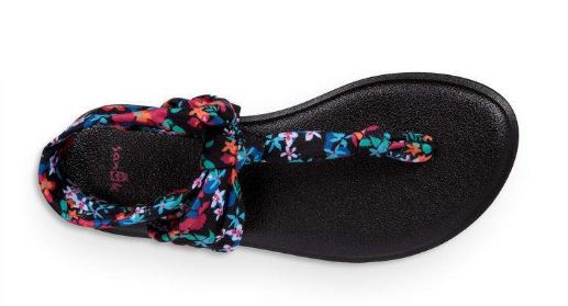 Sanuk Black Waikiki Floral Lil Yoga Sling Ella Prints KIds Sandals 1090940YBW