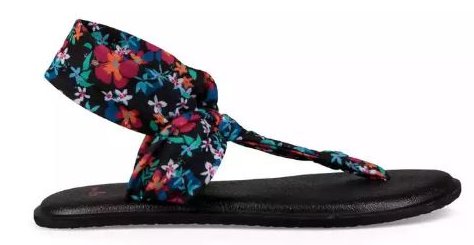 Sanuk Black Waikiki Floral Lil Yoga Sling Ella Prints KIds Sandals 1090940YBW