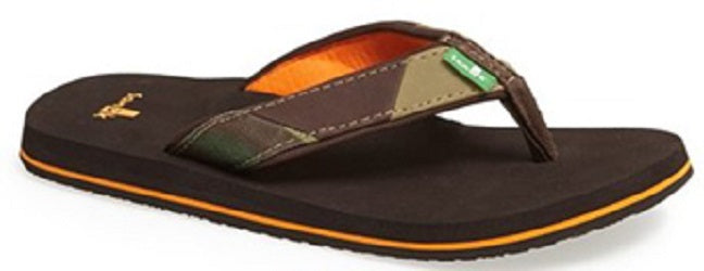 Sanuk Block Party Brown Multi Kids Flip Flop SBS10294-BNC