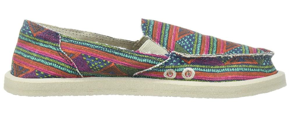 Sanuk Donna Multicolor Geo Stripes Loafer Flat Comfort Casual Womens Shoes 1020251-MGST