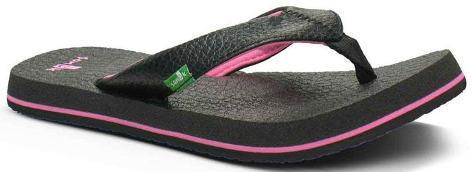 Sanuk Yoga Matt Black/Pink Canvas Kids Sandals SGS2914-BKPK