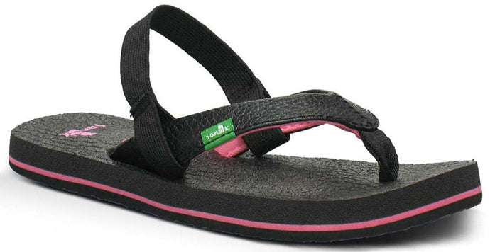 Sanuk Yoga Matt Black/Pink Canvas Kids Sandals SGS2914T-BKPK