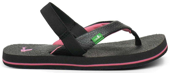 Sanuk Yoga Matt Black/Pink Canvas Kids Sandals SGS2914T-BKPK