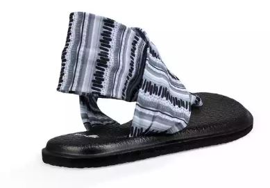 Sanuk Yoga Sling Black White Island Stripe Knit Comfort Womens Sandals 1091530-BWIS