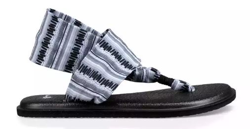 Sanuk Yoga Sling Black White Island Stripe Knit Comfort Womens Sandals 1091530-BWIS