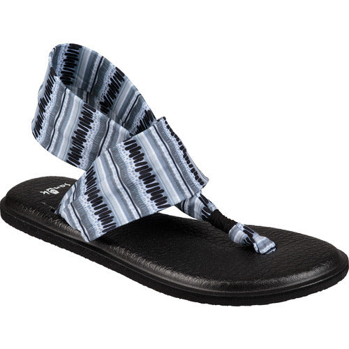 Sanuk Yoga Sling Black White Island Stripe Knit Comfort Womens Sandals 1091530-BWIS