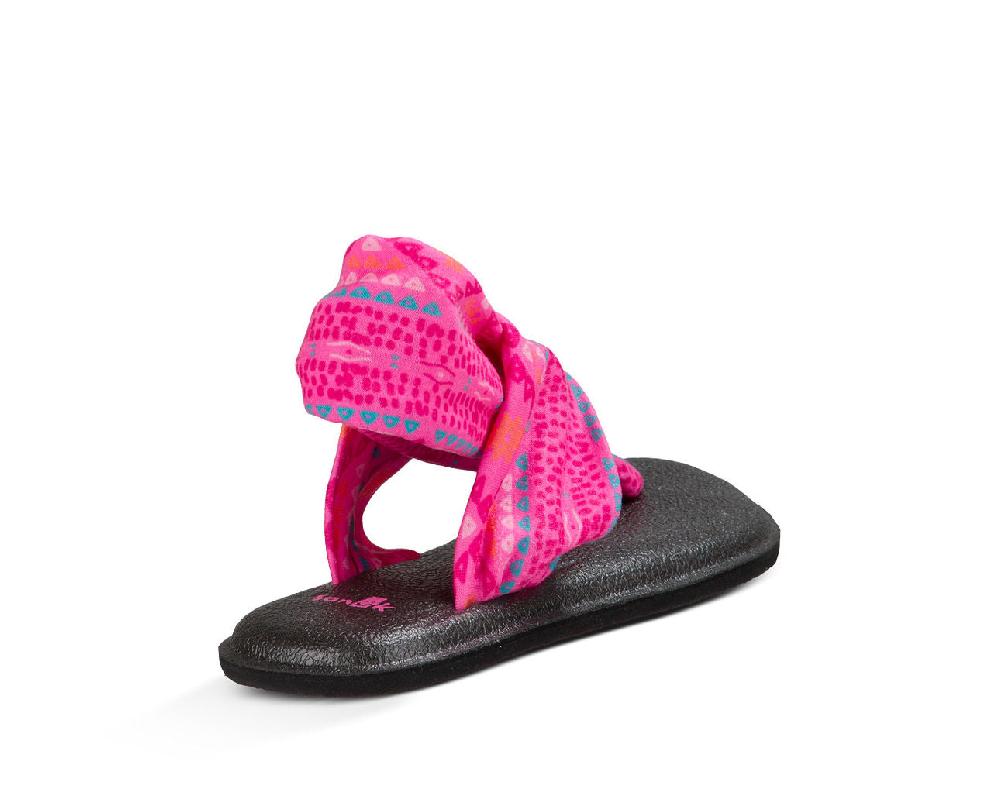 Sanuk Yoga Sling Burst Pink Multi Canvas Kids Sandals 1011419Y-PGP