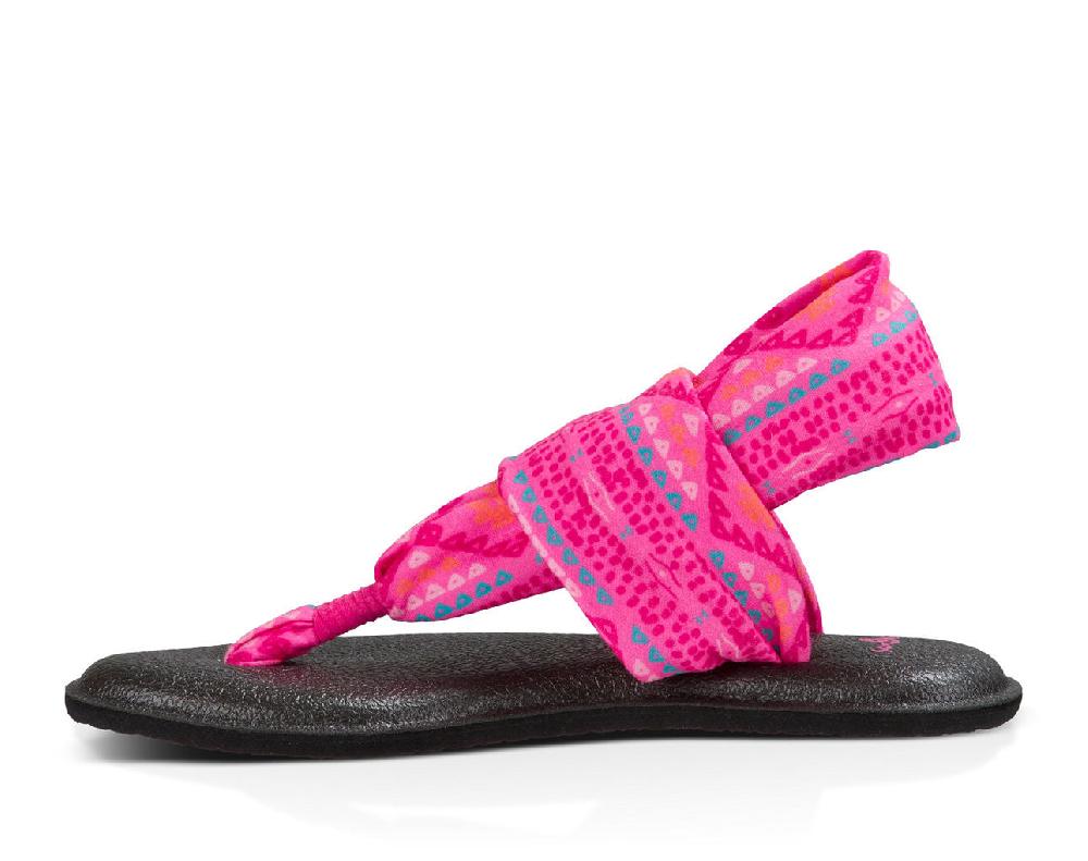 Sanuk Yoga Sling Burst Pink Multi Canvas Kids Sandals 1011419Y-PGP