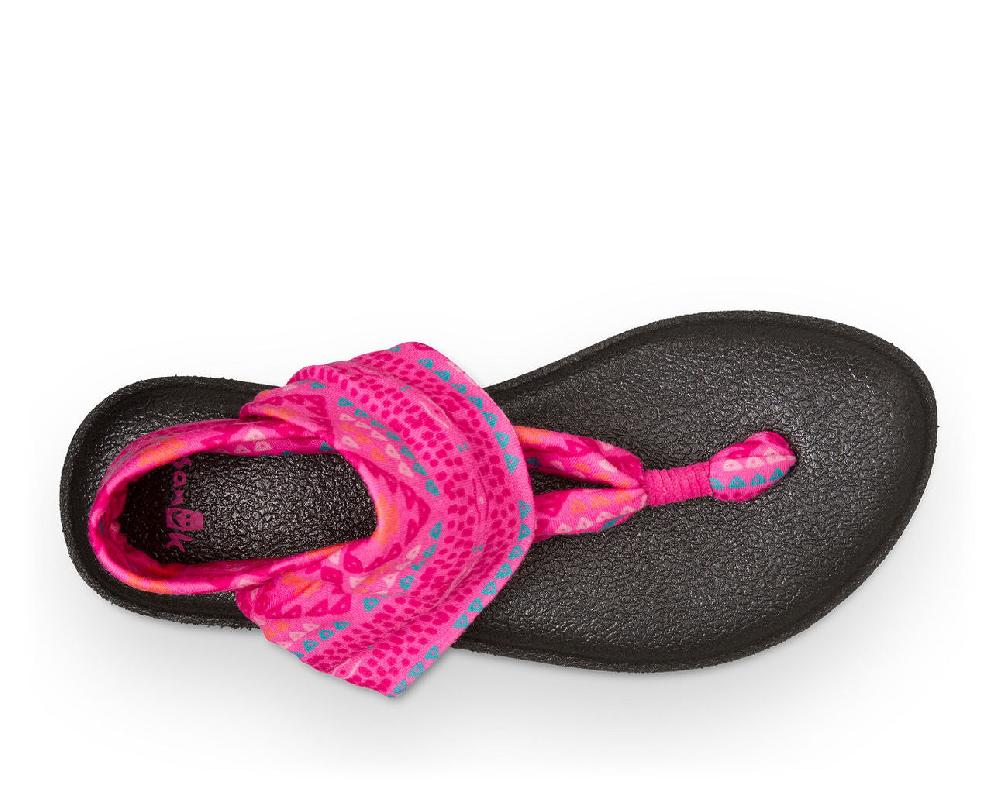 Sanuk Yoga Sling Burst Pink Multi Canvas Kids Sandals 1011419Y-PGP